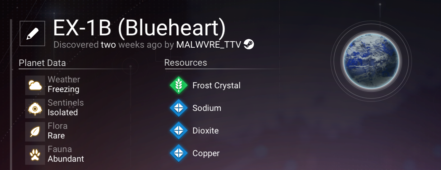 Blueheart planetary discovery scanner record