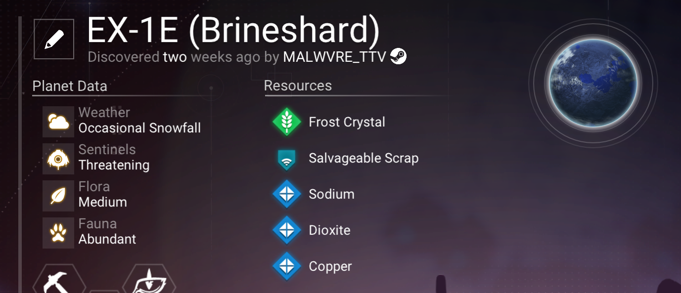 Brineshard planetary discovery scanner record