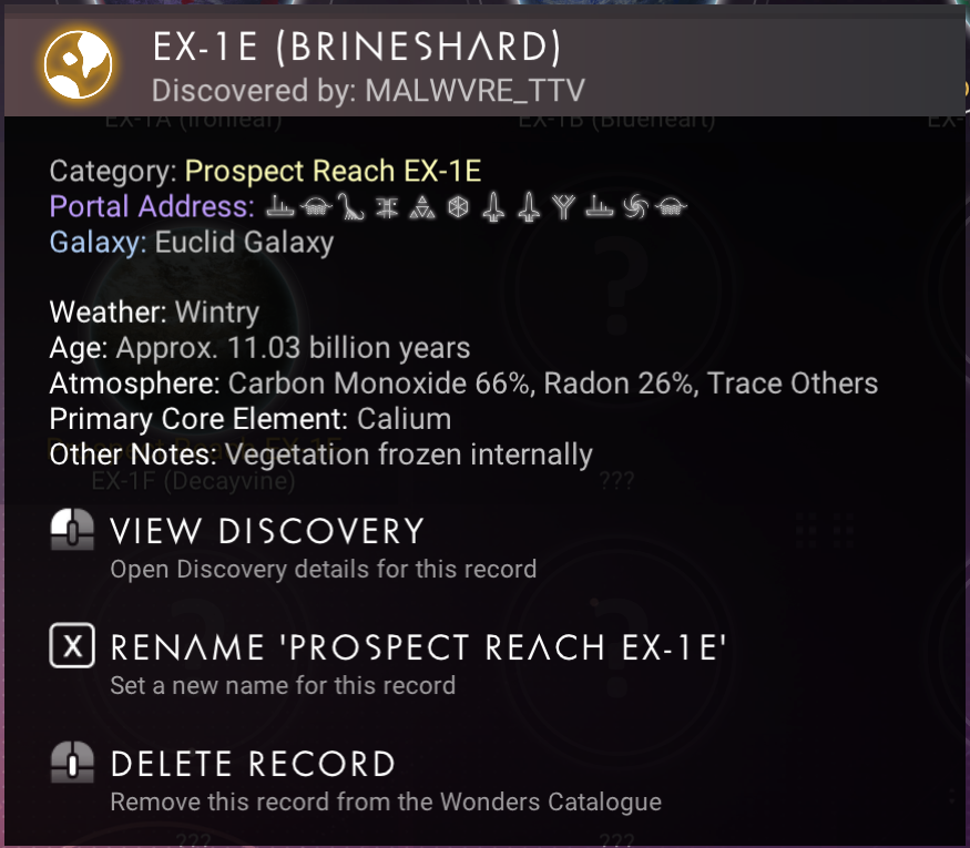 Brineshard supplementary planetary record
