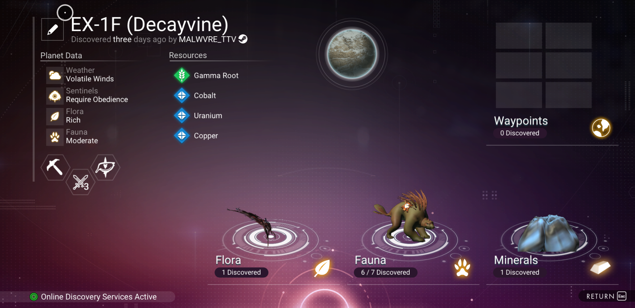 Decayvine primary discovery record
