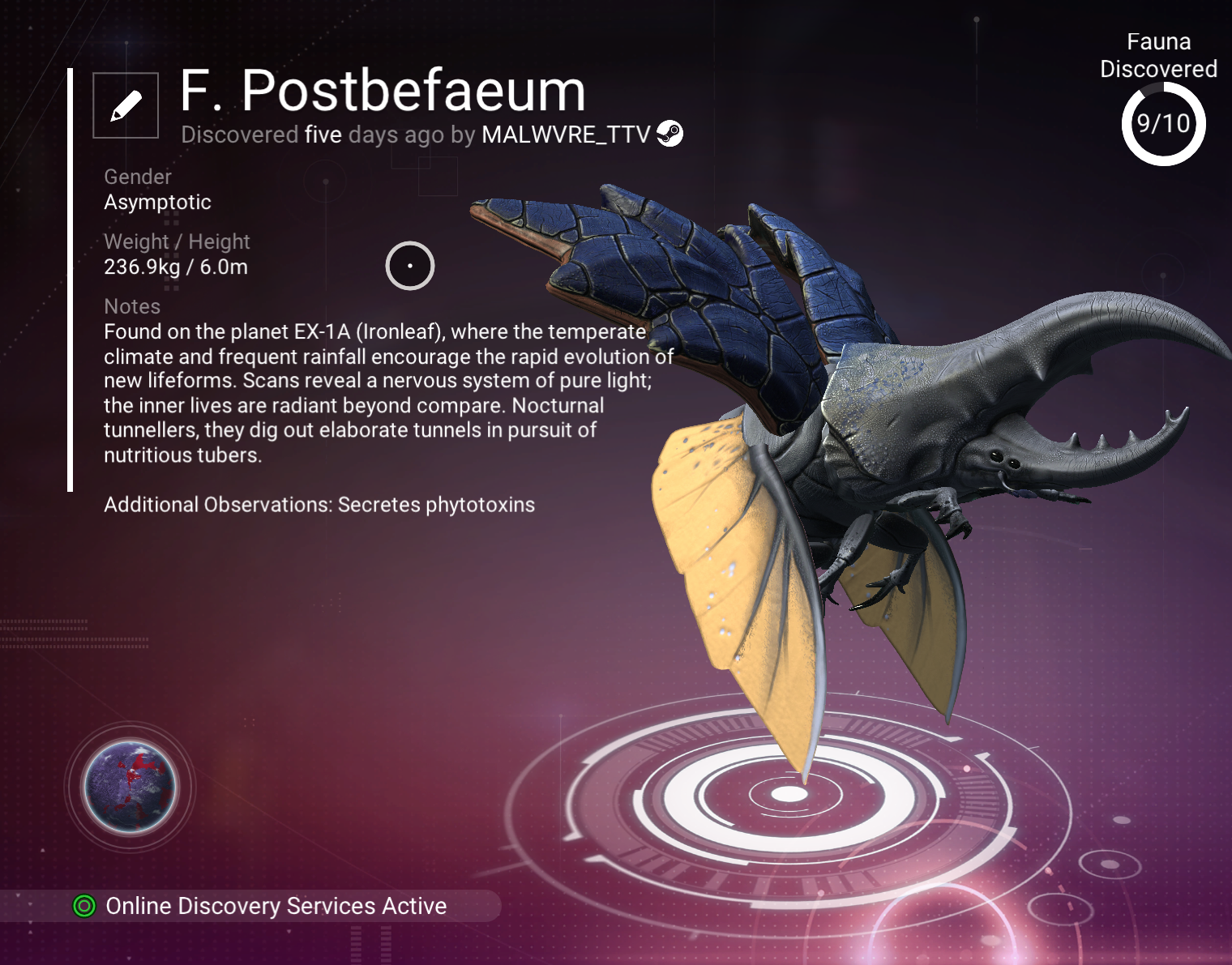 F. Postbefaeum scanner registry record