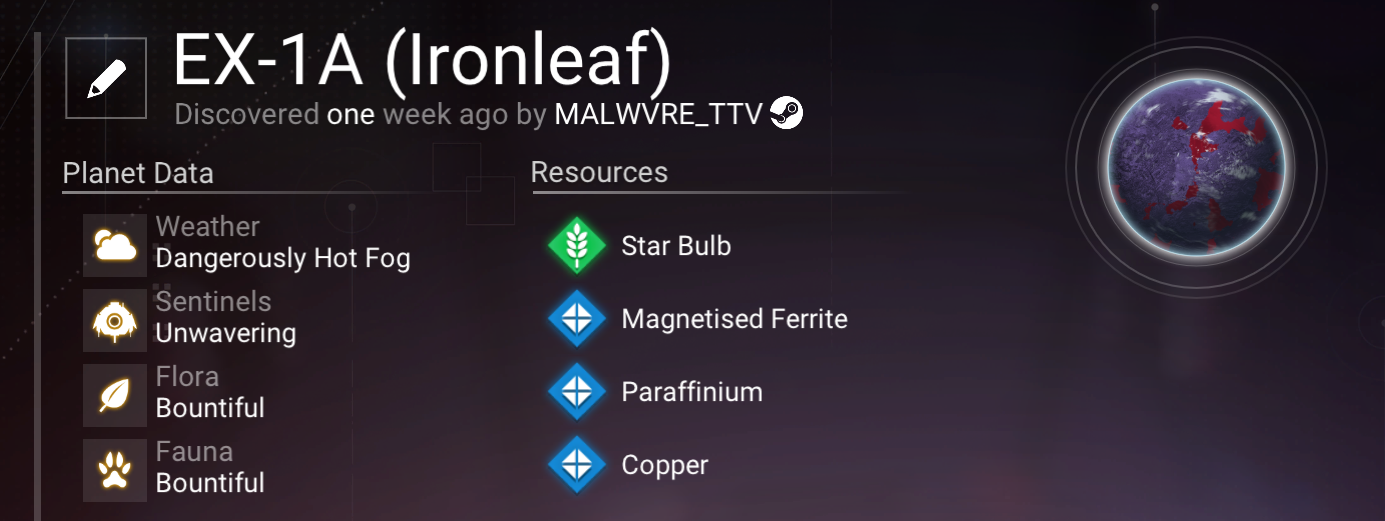 Ironleaf planetary discovery scanner record