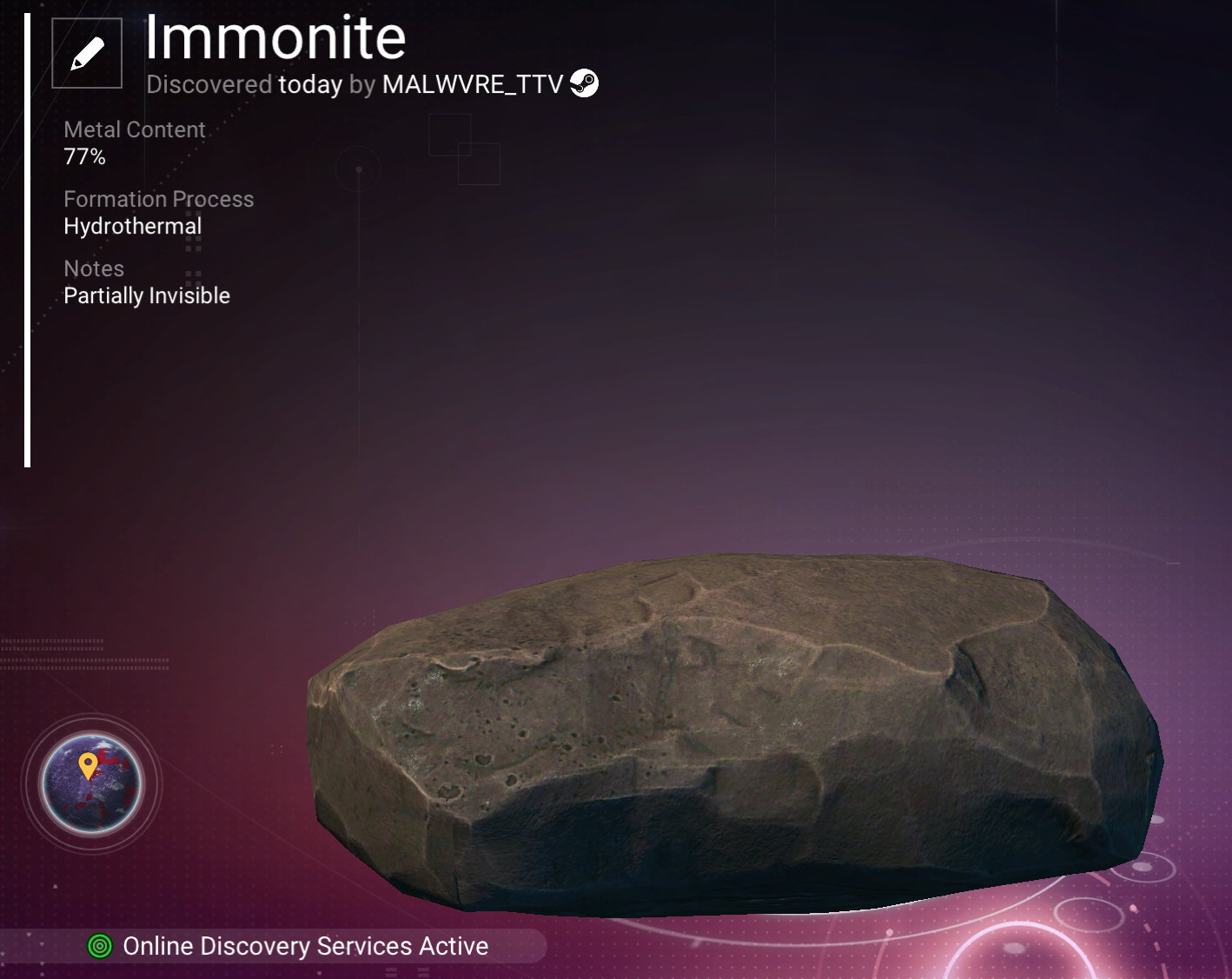 Immonite scanner registry record