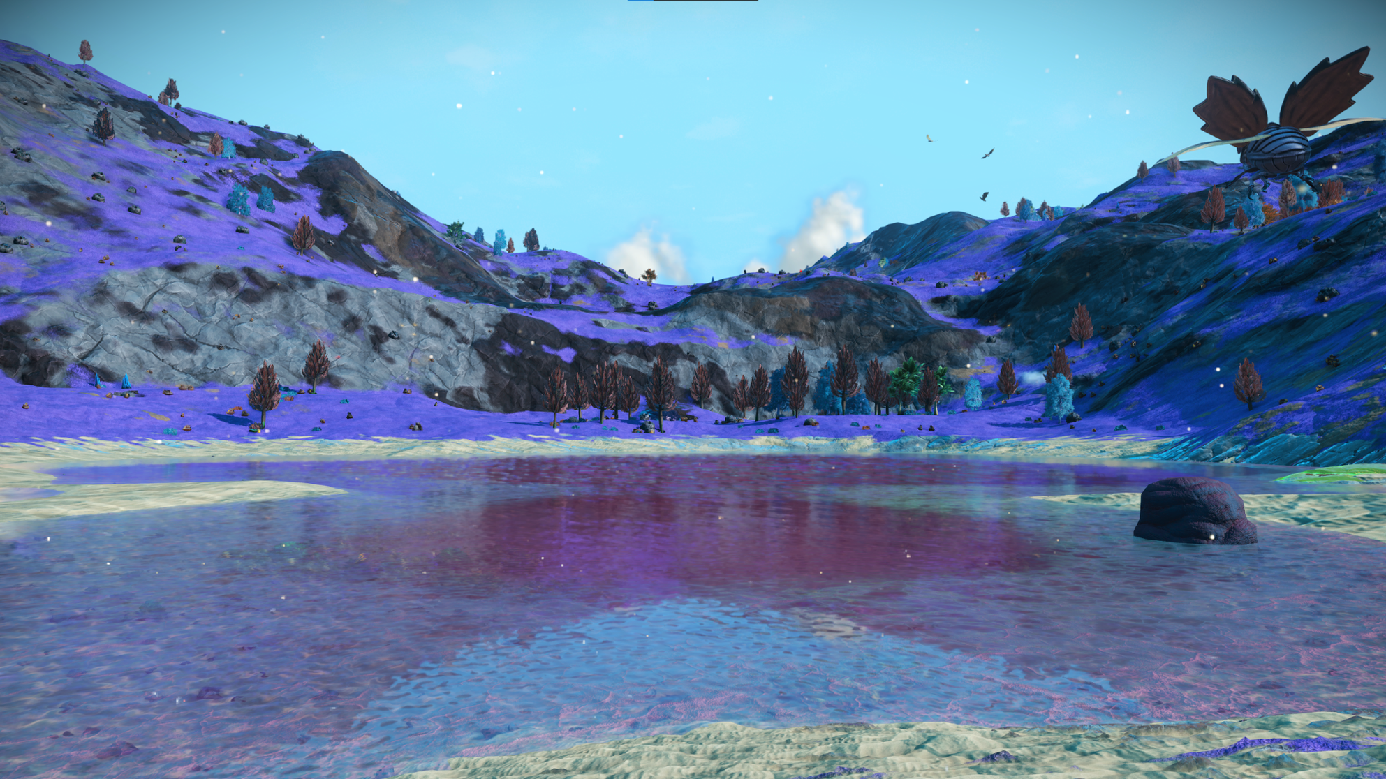 Central pink-water basin at Serene Basin